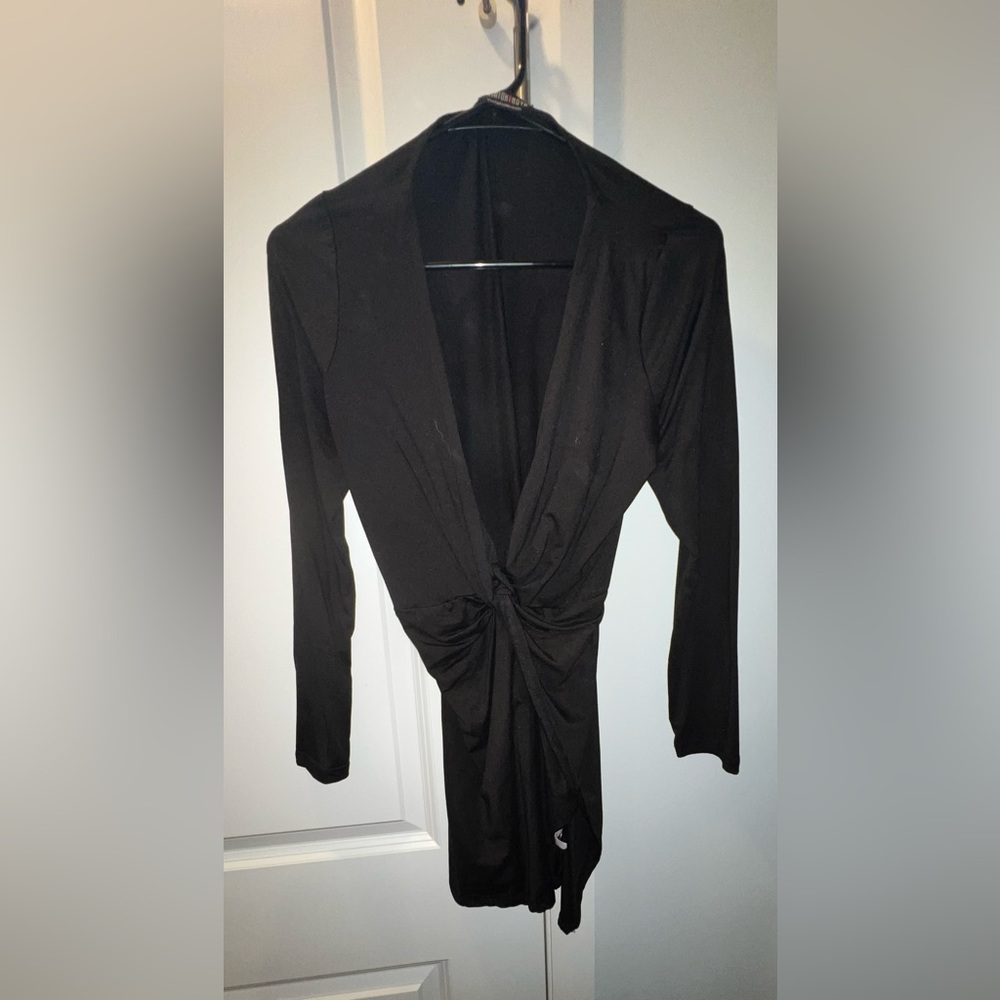 Fashion Nova Black Wrap Front Dress